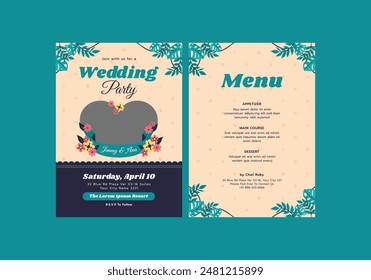 Art Wedding Invitation Cards with Leaf