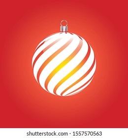 Art of white red color Christmas ball on red background