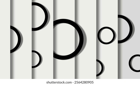 The Art of White Vertical Patterns in Modern Abstract - With a layered black circle