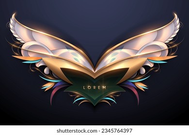 Art wings decor template on blue background