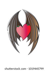 Art Wings devil Heart. Hand drawing and make graphic vector.