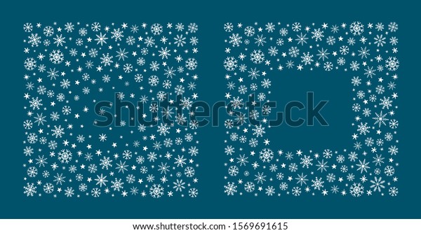 art\
winter frame with snowflakes on blue\
background