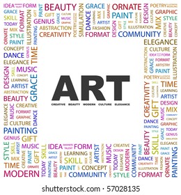 ART. Word collage on white background. Illustration with different association terms.