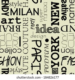 art word seamless pattern, fashion background in black