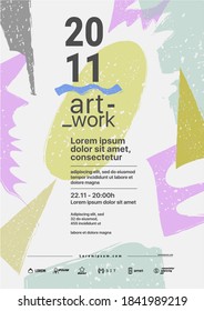 Art work, contemporary art. Graphics for a poster or invitation.Vector illustration.