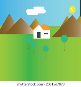 art work home hills and grass
