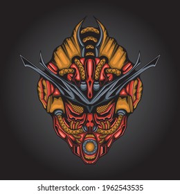 Art Work Illustration und Mecha Roboter Kopf