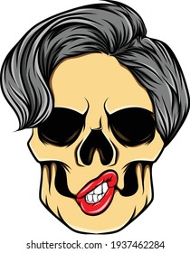 The art work skull for the tattoo inspiration of the short half cute style of illustration