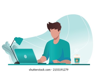 A art of a Working on laptop at her house