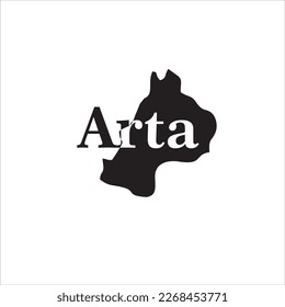 Arta Greece map and black lettering design on white background