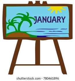 An artboard with beach with months of the year