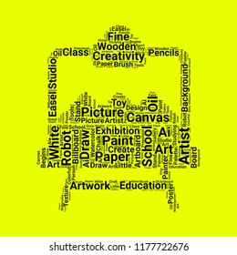 artboard word cloud. word cloud of artboard shape can be use for blog.