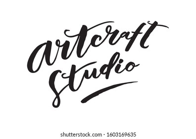 Artcraft studo. Label for different purposes, for your business. Art for social media and apparel. Hand drawn brush lettering. Inspirational quote. Ready-to-use design. Vector illustration.