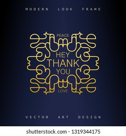Art-Deco frame in mono line style. Symmetrical and elegant label for different design. Ready Vector template