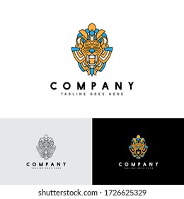 artdeco lion logo concept vector