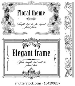 Art-deco set of floral frame templates.