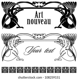 Art-deco set of frame templates with dragons
