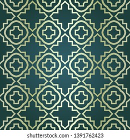 Art-deco vintage seamless geometric pattern. Vector illustration. Royald color.