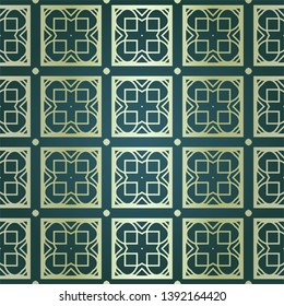 Art-deco vintage seamless geometric pattern. Vector illustration. Royald color.