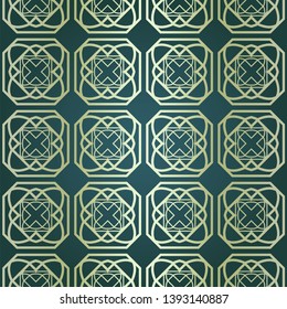 Art-deco vintage seamless geometric pattern. Vector illustration. Royald color.