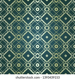 Art-deco vintage seamless geometric pattern. Vector illustration. Royald color.