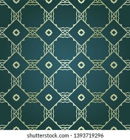 Art-deco vintage seamless geometric pattern. Vector illustration. Royald color.