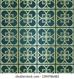 Art-deco vintage seamless geometric pattern. Vector illustration. Royald color.