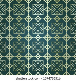 Art-deco vintage seamless geometric pattern. Vector illustration. Royald color.