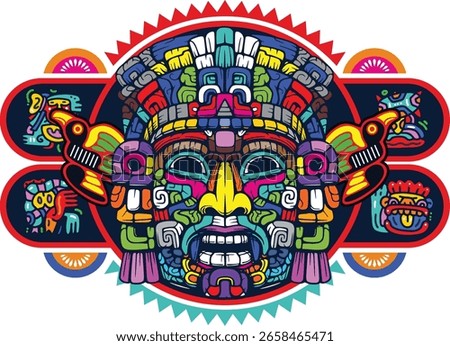 Artefact element art vector design from Aztec, mayan, american, mexican in popart style. use for postcard, tshirt, poster or banner