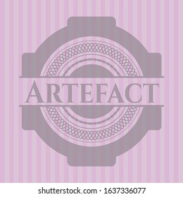 Artefact realistic pink emblem. Vector Illustration. Detailed.