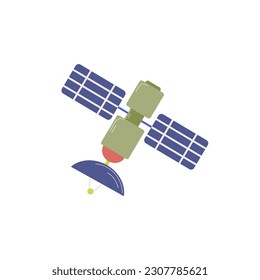 Arteficial satellite flat vector illustration. Space element