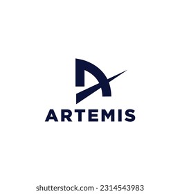 Plantilla de diseño de icono del logotipo del arquero de Artemis vector plano
