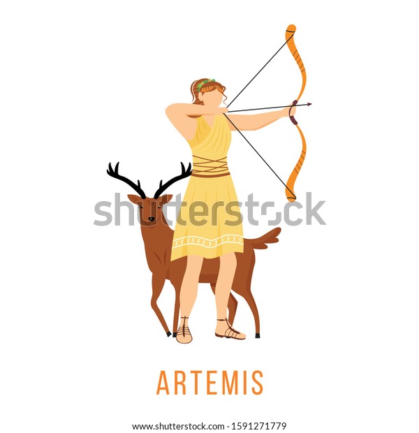 Artemis Flat Vector Illustration Ancient Greek Stock Vector (Royalty ...