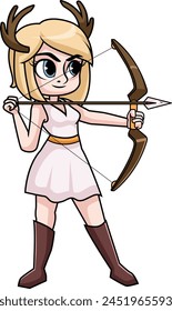 Artemis goddess of the hunt vector illustration