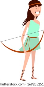 Diosa Artemis, ilustración, vector sobre fondo blanco