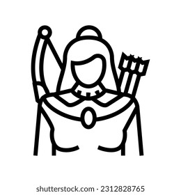 artemis greek god ancient line icon vector. artemis greek god ancient sign. isolated contour symbol black illustration