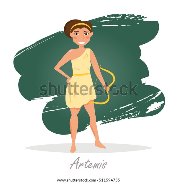 Artemis Greek Gods Vector Illustration Cartoon Stock Vector (Royalty ...