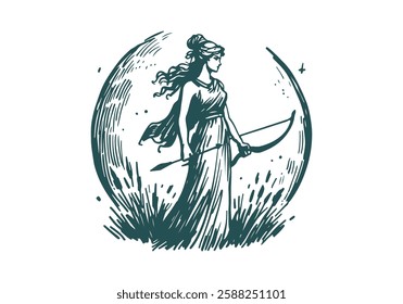 Artemis hand drawn sketch vector