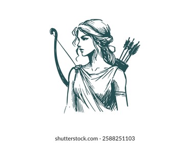 Artemis hand drawn sketch vector