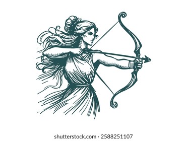 Artemis hand drawn sketch vector