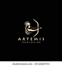 Ilustração do projeto do vetor da lança do logotipo da cabeça de Artemis