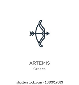 Artemis icon. Thin linear artemis outline icon isolated on white background from greece collection. Line vector sign, symbol for web and mobile