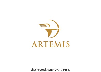 Artemis logo design  archery illustration logo vector