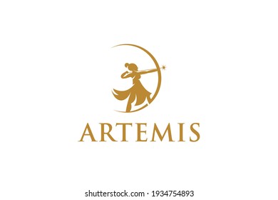 Artemis logo design  archery illustration logo vector