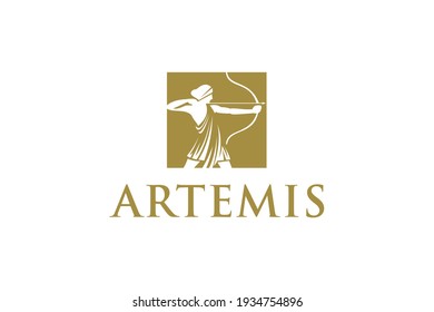 Artemis logo design  archery illustration logo vector