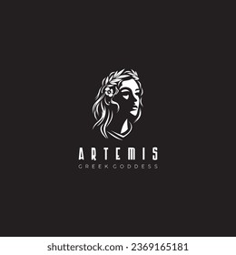 Logo de diseño Artemis ilustración de tiro con arco vector