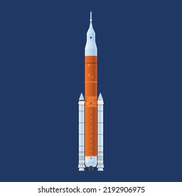 Artemis Rocket Vector Illustration, 365 Feet Model SLS Block 1B Crew