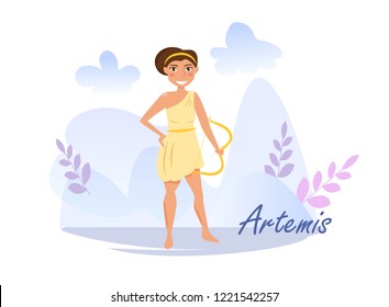 Artemis Vector. Cartoon. Isolated art on white background. Flat