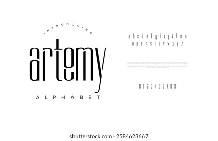 Artemy typography beauty fashion elegant minimalist serif italic fonts decorative wedding vintage retro logos. Minimal luxury font alphabet logo. Vector illustration