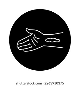 Arterial bleeding from hand color line icon. Injuries concept. Pictogram for web page, mobile app, promo.
